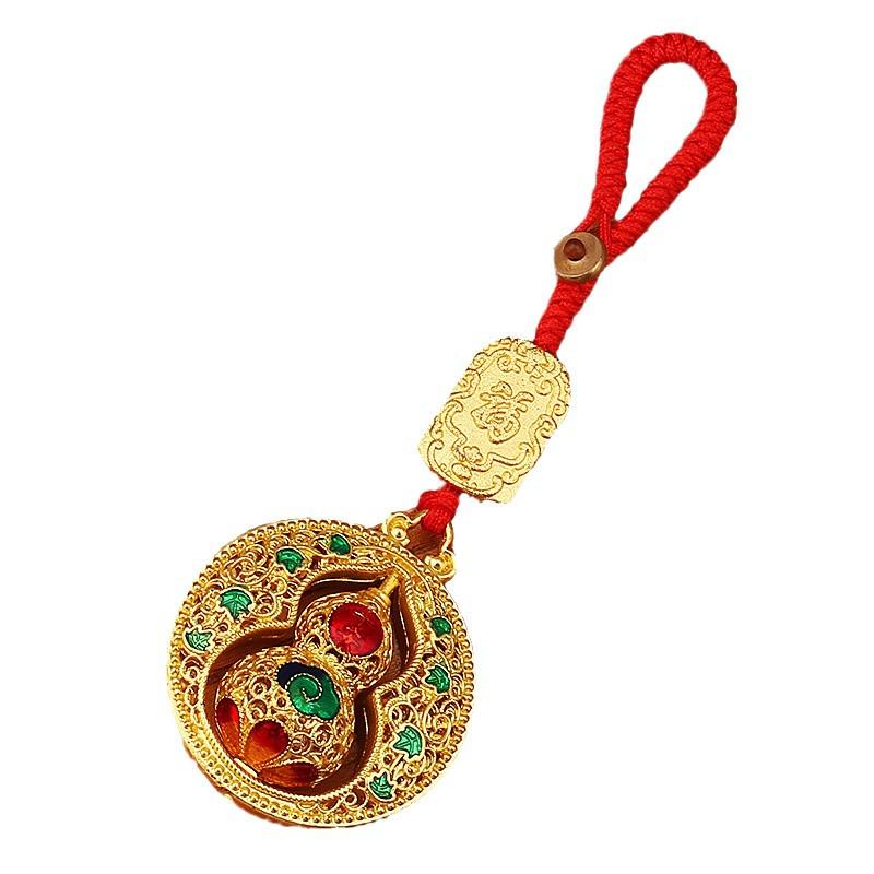 Zakiram Gold Sand Pendant: Attract Wealth, Ensure Peace & Happiness, Includes Fu Card, Perfect As Bag Accessory or Car Keychain.