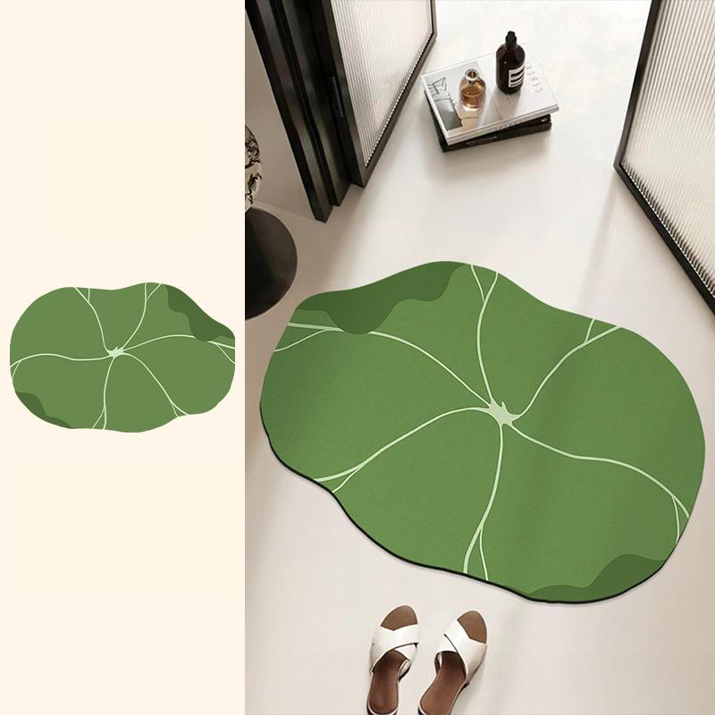 Diatomite Bath Mat Leaf Shape Bathroom Absorbent Floor Mats Toilet Carpet Non-slip Shower Rug Bathtub Accessories Washable
