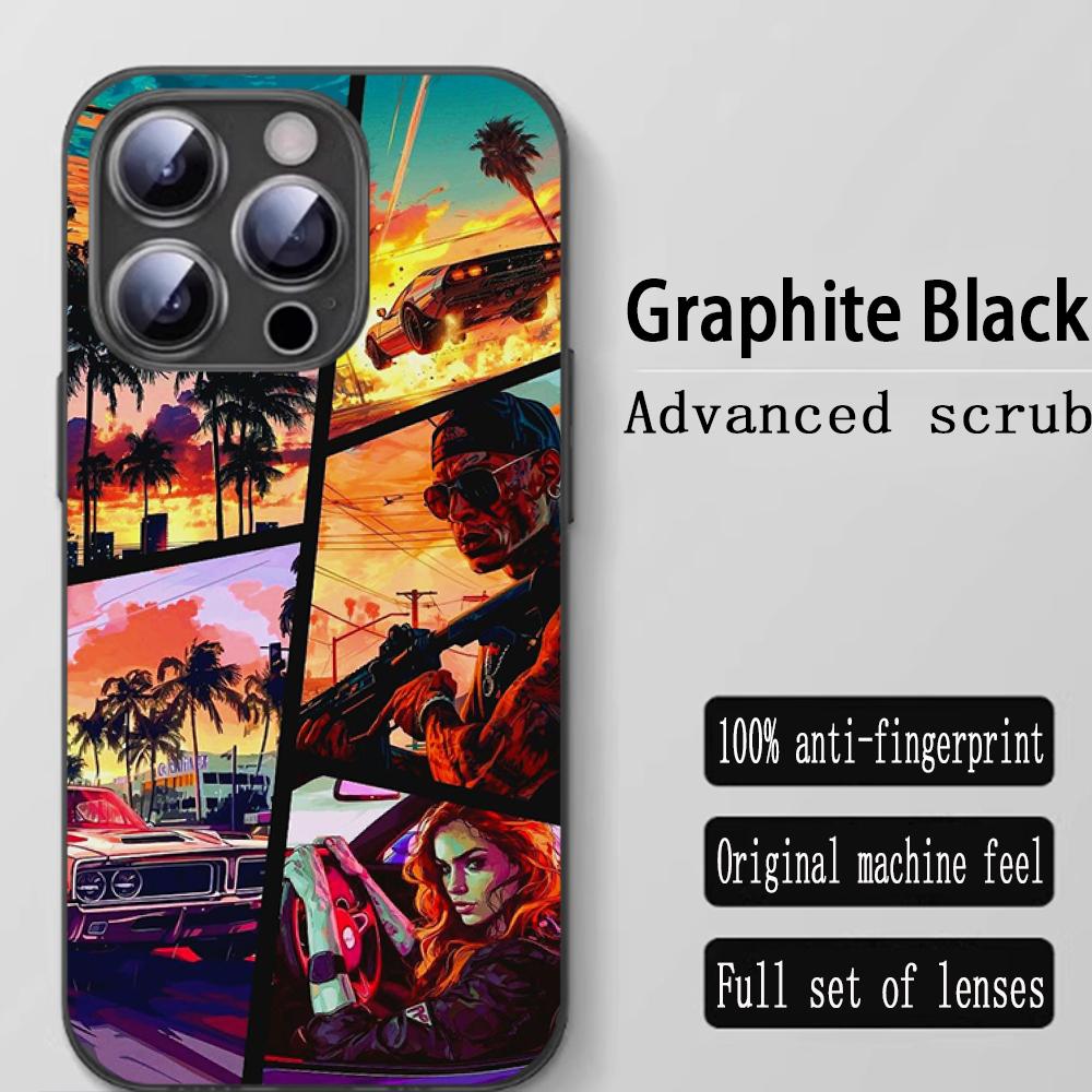 

Чехол для телефона с дизайном в стиле Gta-6 для iPhone 16 15 14 13 12 11 X XR XS 8 Plus Mini Pro Max Мягкий черный Ударопрочный чехол iPhone 16 Pro Max