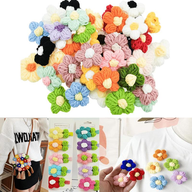 

10 шт. шерстяной цветок крючком постепенно меняет цвет слоеный цветок хлопок вязание брошь «сделай сам» шпилька для волос одежда декоративный цветокСлучайная доставка цветов