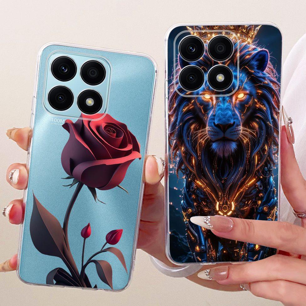 For Honor X8a 4G Case Transparent Cute Cat Fashion Butterfly Funny Painted Casing CRT-LX1 CRT-LX2 CRT-LX3
