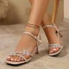 Fashion Silver Women's Sandals 2025 Summer New Elegant Thin Heel One-Piece Strap Fairy Sandals with Dress High Heel Rubber Outerwear
