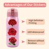 60 New Transparent Rose Stickers Pack Waterproof Transparent PET Flower Material Decorative Guitar Stickers