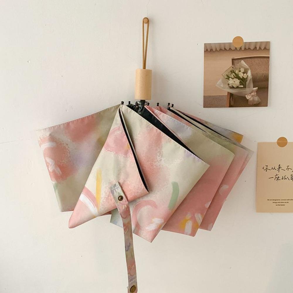 Oil Painting Style Sunshade Umbrella UV Protection Dual Use Umbrella  Travel