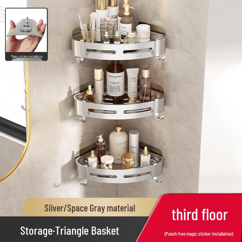 Punch-Free Wall-Mounted Bathroom Storage Shelf