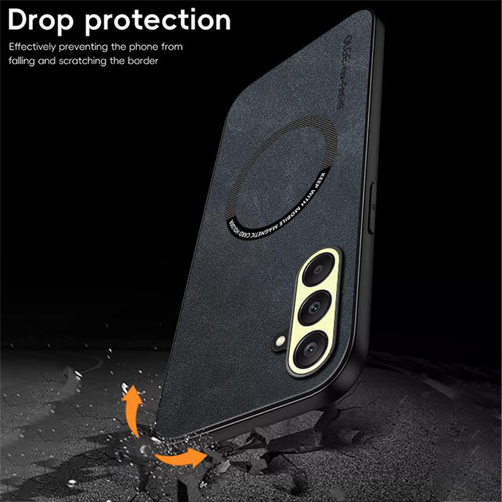 WANLONFENG YBP Series For Samsung Galaxy A26 5G Magnetic Case with Tempered Glass Film PU+TPU Phone Cover Large Cutout