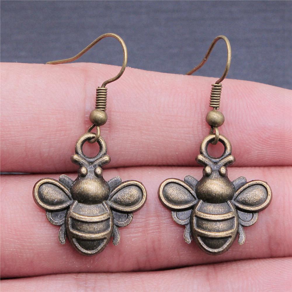 Hängeohrring Biene Wabe Minimalistische Schmuckkomponenten Ohrringgröße 18x19mm QE004