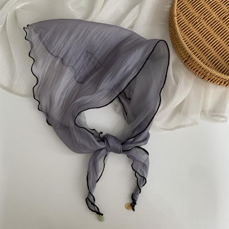 New two-color splicing mesh pendant triangular light and soft neck protection scarf simple high-grade sunscreen rhombus silk scarf