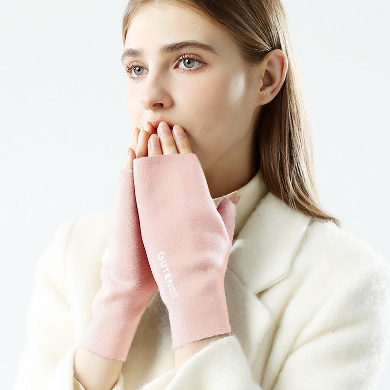 

Warm Fingerless Gloves, Soft Touchscreen Gloves for Winter, Typing & Outdoor L рожевий