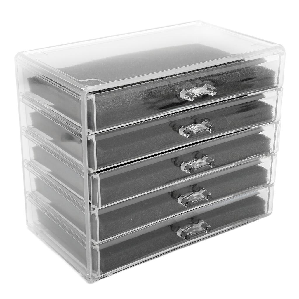 5 Layer Jewelry Drawer Storage Box Case Transparent Acrylic Desktop Cosmetic Makeup Drawer Storage Cabinet