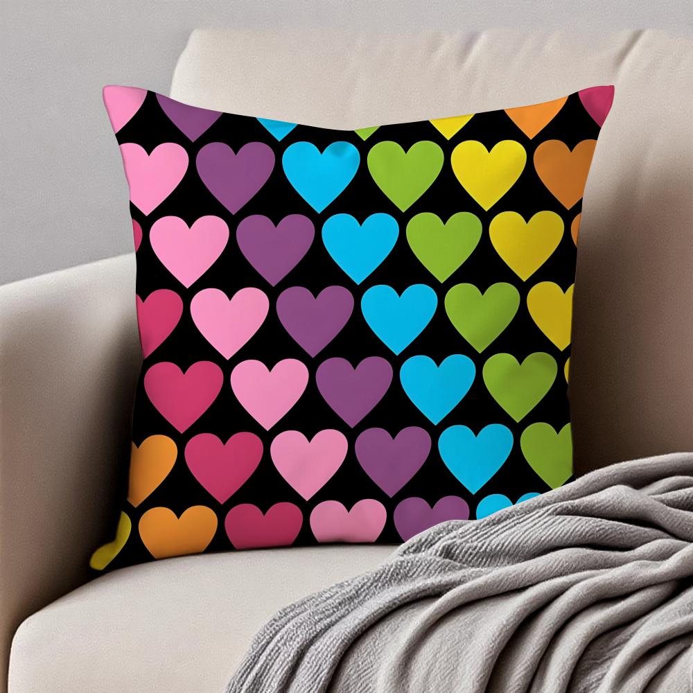 

Dreamy Rainbow Love Fashion patterns Cushion Cover Pillowcase Antidustmite Invisible Zipper Short Plush Sofa Cushion 40X40cm