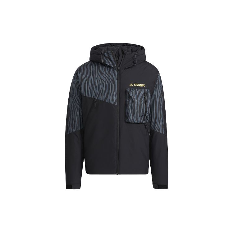 

Adidas Cny Весенний фестиваль узор цветной блок теплая спортивная хлопковая куртка с капюшоном мужская куртка черный HE7336 XL