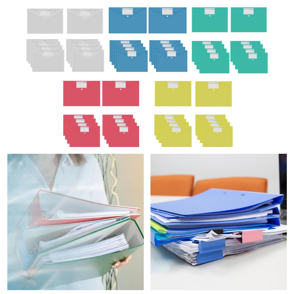 10 Pieces File Folder Portable Dustproof Multipurpose Snap Button Closure for Paper Bill Receipt Cards Passports Office Supplies