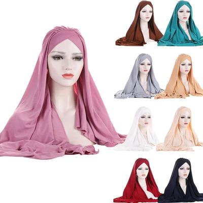 Mujeres Musulmanas Bufanda Larga Ponerse Listo para Usar Hiyab Instantáneo Gorro Quimio Una Pieza Amira Envoltura para la Cabeza Turbante Femme Chal Pañuelos