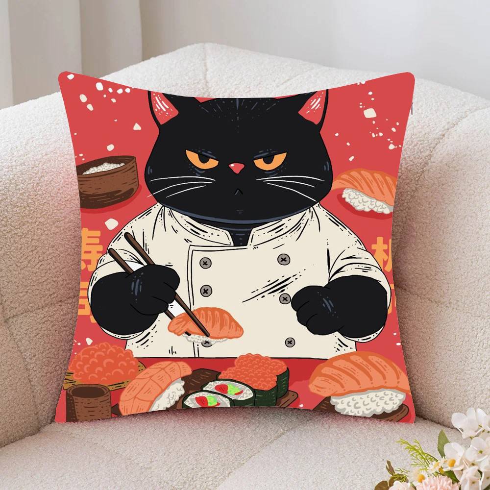Japanese Cat Pillow Case Fashion Square Pillowcase Bedroom Sofa Room Ins Decoration Leisure