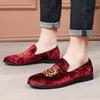 Lyxiga Mockaläder Skor Herr Stor Storlek Bröllopsklänningsskor designer Broderade Loafers Oxford Herr Platt Festskor