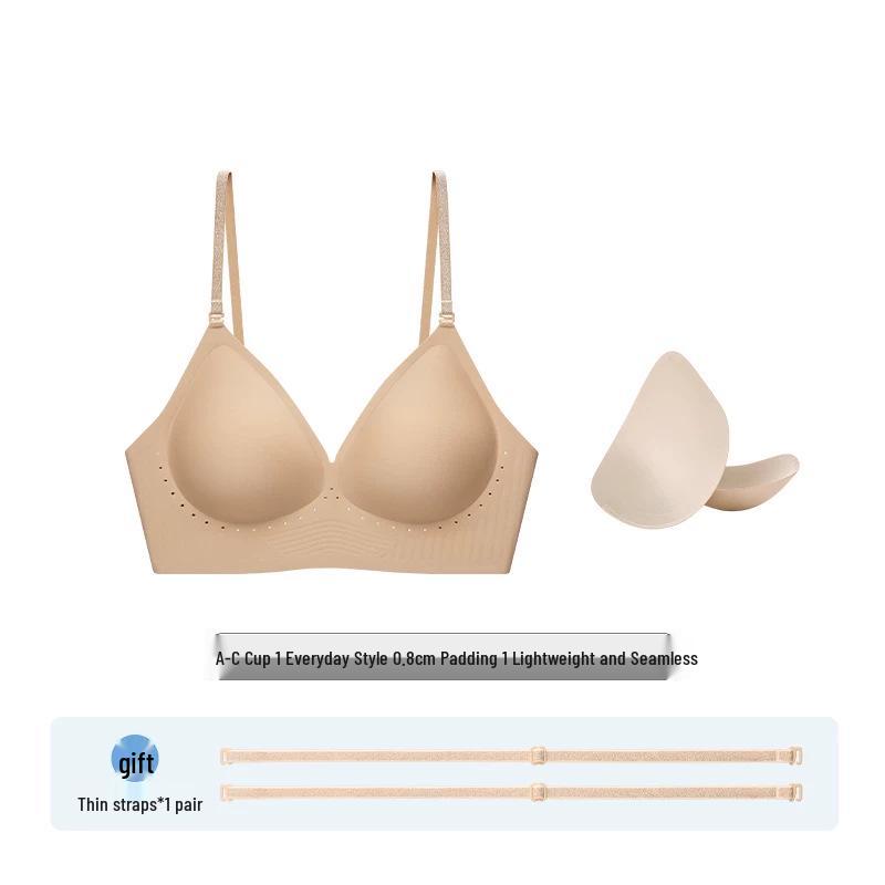 Seamless Backless Push-Up Bra: Thin Strap U-Shape Halter, No Empty Cup, Invisible Nude Women's Tank Top.