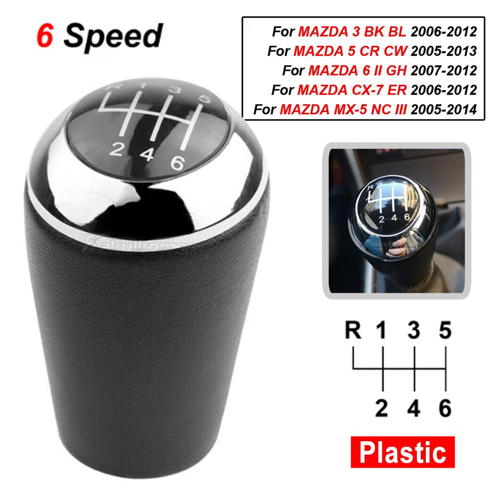 Leather 5/6-Speed Gear Shift Knob for MAZDA 3 BK BL 5 CR CW 6 II GH CX-7 ER MX-5 NC III 23 MT Leather Shifter Lever Arm Headball