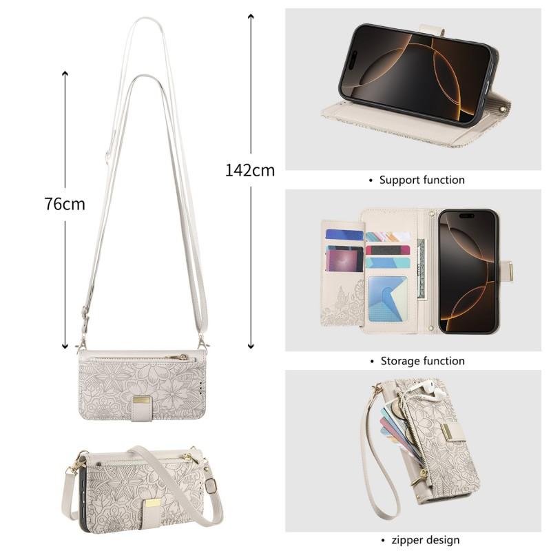 Elegant Floral Leaf Flip Phone Case IPhone 18 17 16 15 With Magnetic Card Slot Stand PU Leather Cover