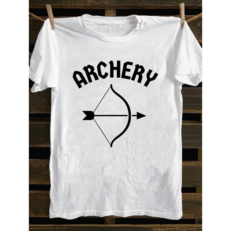 

Men S Archery Enthusiast Graphic T-Shirt - Crew Neck Tee with Print, Casual Summer for Outdoor Activities, Sporty Design, Comfortable Fit S белый