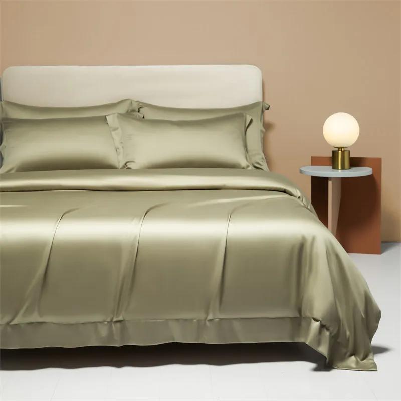 High-End 120S Natural Fabric Bedding Sets Summer Cooling Ice Silk Fitted Sheet Set Skin Friendly Comfortable Bedclothes For Home