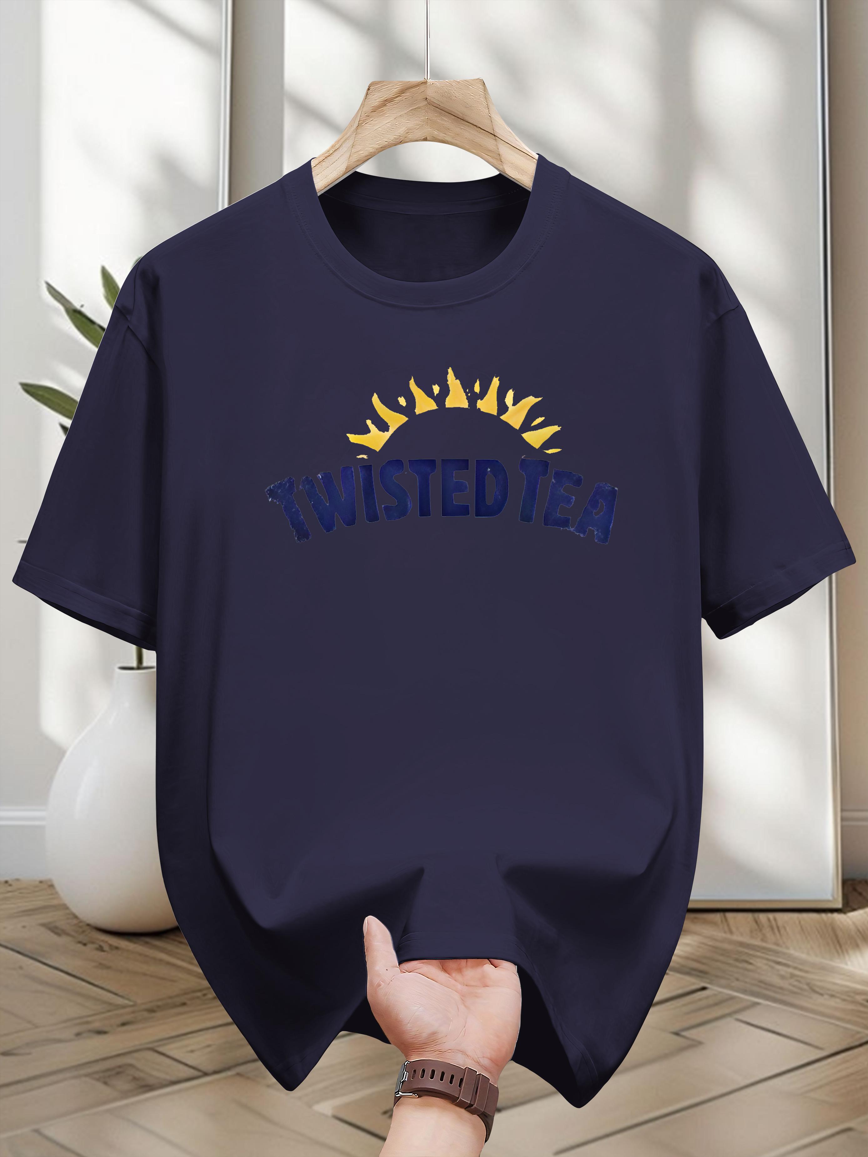 Niuwang Selection 200g 100% Cotton Short Sleeve T-shirt - White Casual Graphic Tee with Twisted Tea & Sun Ray Design XXXXL