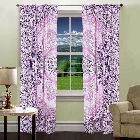 Mandala 100% cotton curtain, window and door treatment, mandala curtain panels,hippie bohemian home decor curtains,mandala tapestry curtains