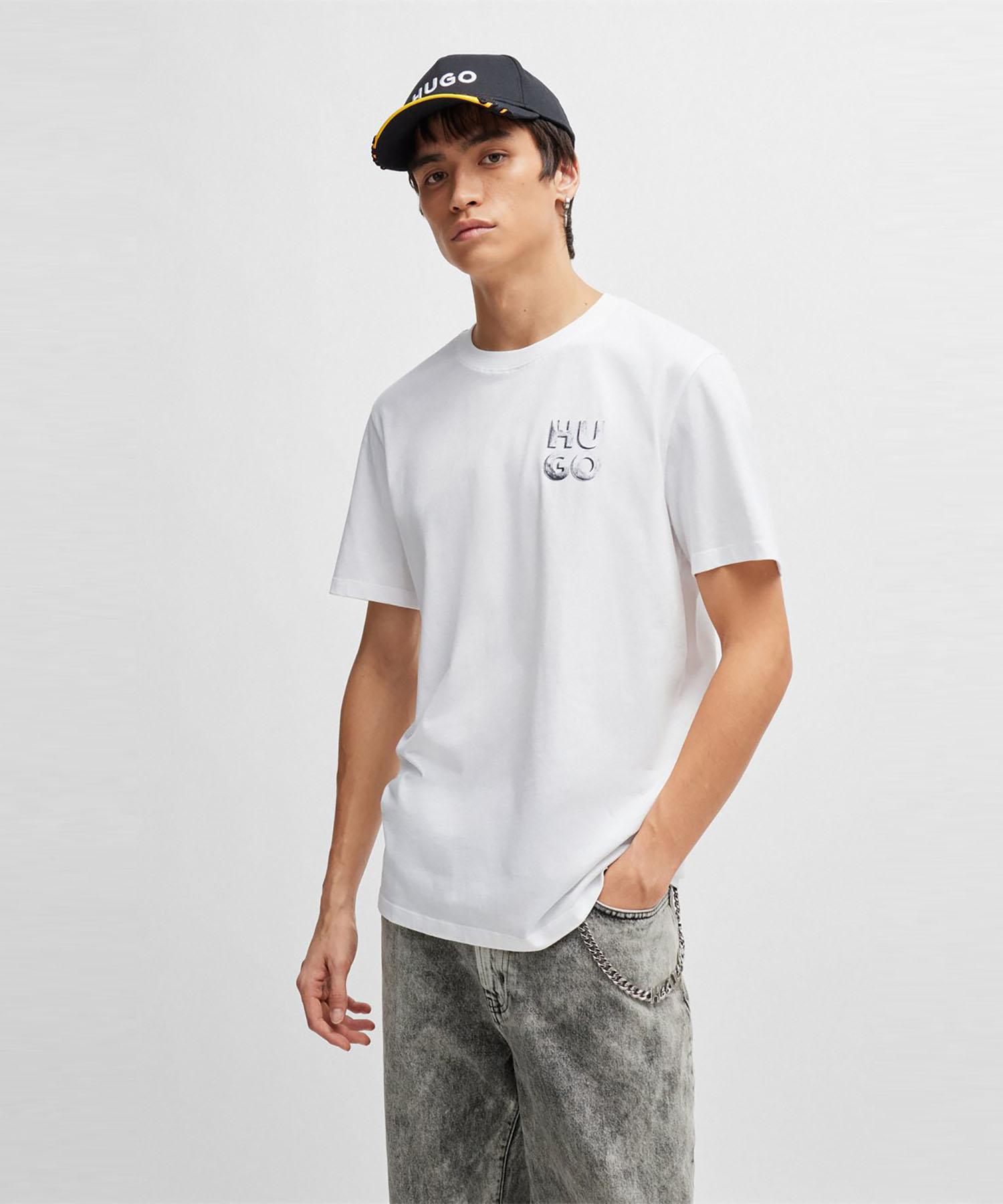 Hugo Reflective Logo Short Sleeve T-Shirt Regular Fit 50508944_100 White/L