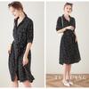 TUHUANG Women's 100% Silk Polka Dot Midi Dress