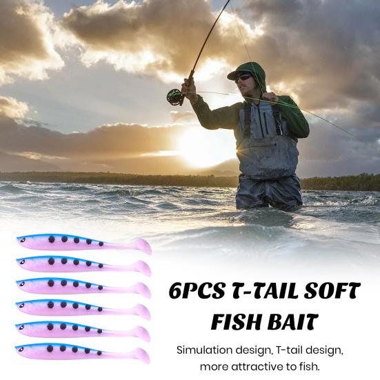 6Pcs Fishing Lure Soft Baits Set Simulation T-Tail Swimbait Professional Bionic Bait Reusable