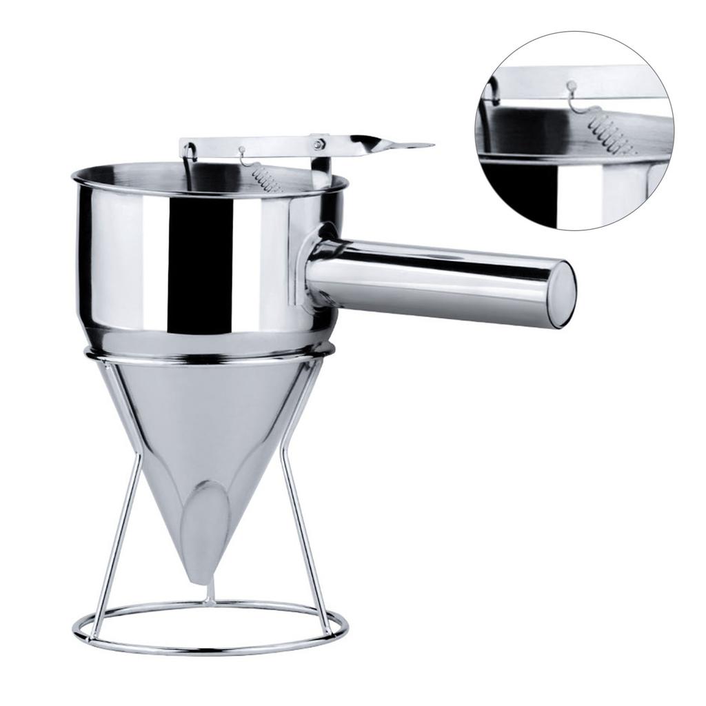 Edelstahl Pfannkuchenteig Spender Trichter Große Kapazität Konischer Trichter mit Gestell