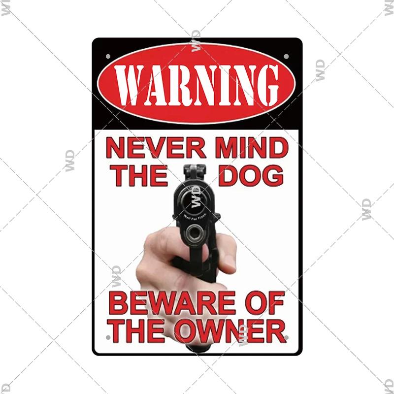 Warning Tin Sign Private Property Gun No Trespassing  Retro Vintage Plaque Danger Vedio Safety Home Door Street Bar Wall Decor