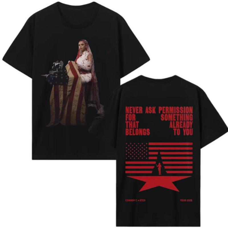 2025 Beyonce Cowboy Carter Tour Reclamation Tee Version Never Ask Permission Loose Cotton Top Men's and Women's Same Streetwear