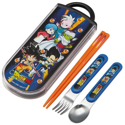 Skater Bento Trio e Antibacteriano Feito em Dragon Ball DAIMA TACC2AG69324 Conjunto Infantil, Hashis, Colher, Garfo, Talheres, Design Deslizante de Abertura Fácil,