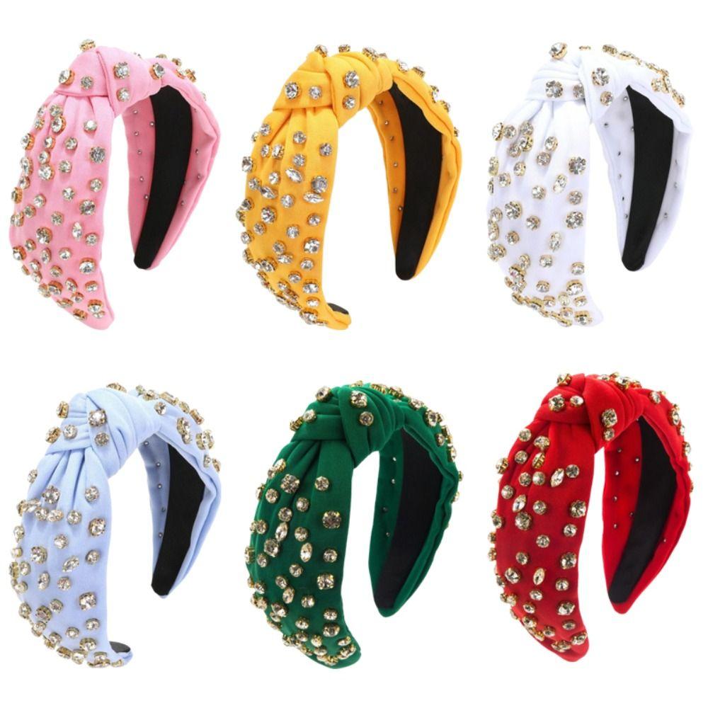 Full Diamond Knotted Headband Exaggerated Design Rhinestone Headband Women's Hair Accessories