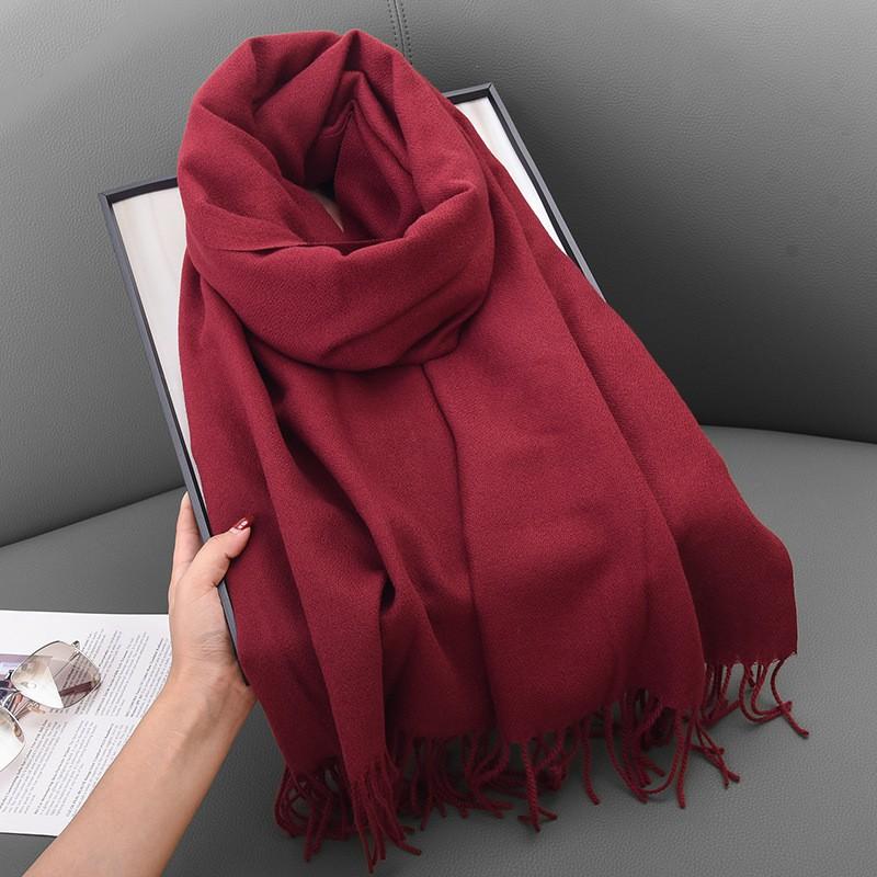 Womens Winter Warm Scarf Knitted Faux Cashmere Solid Color Thick Cozy Neck Wrap Stylish Everyday Accessory