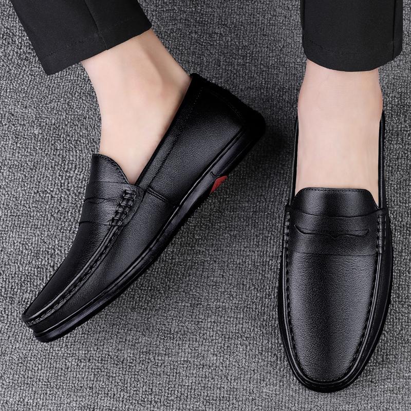 Leather Penny Loafers Men Casual Shoes Luxury Designer Dress Shoes Man Moccasins Vintage Slip On Flats Mens Driving Shoes 2025