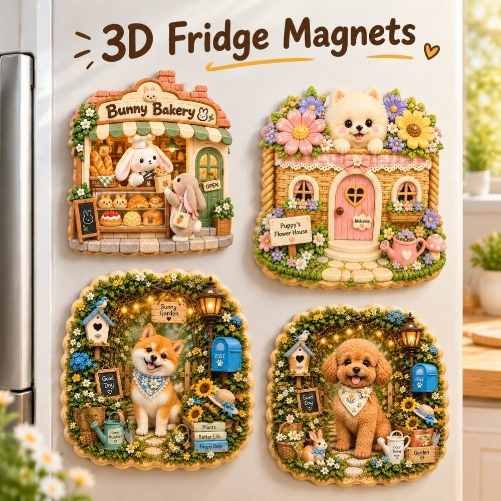 3D Relief Fridge Magnet Cartoon Pattern Decorative Fridge Magnet Refrigerator Magnet Kitchen Decor