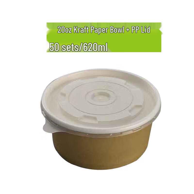 Disposable Kraft Paper Bowls with Lids