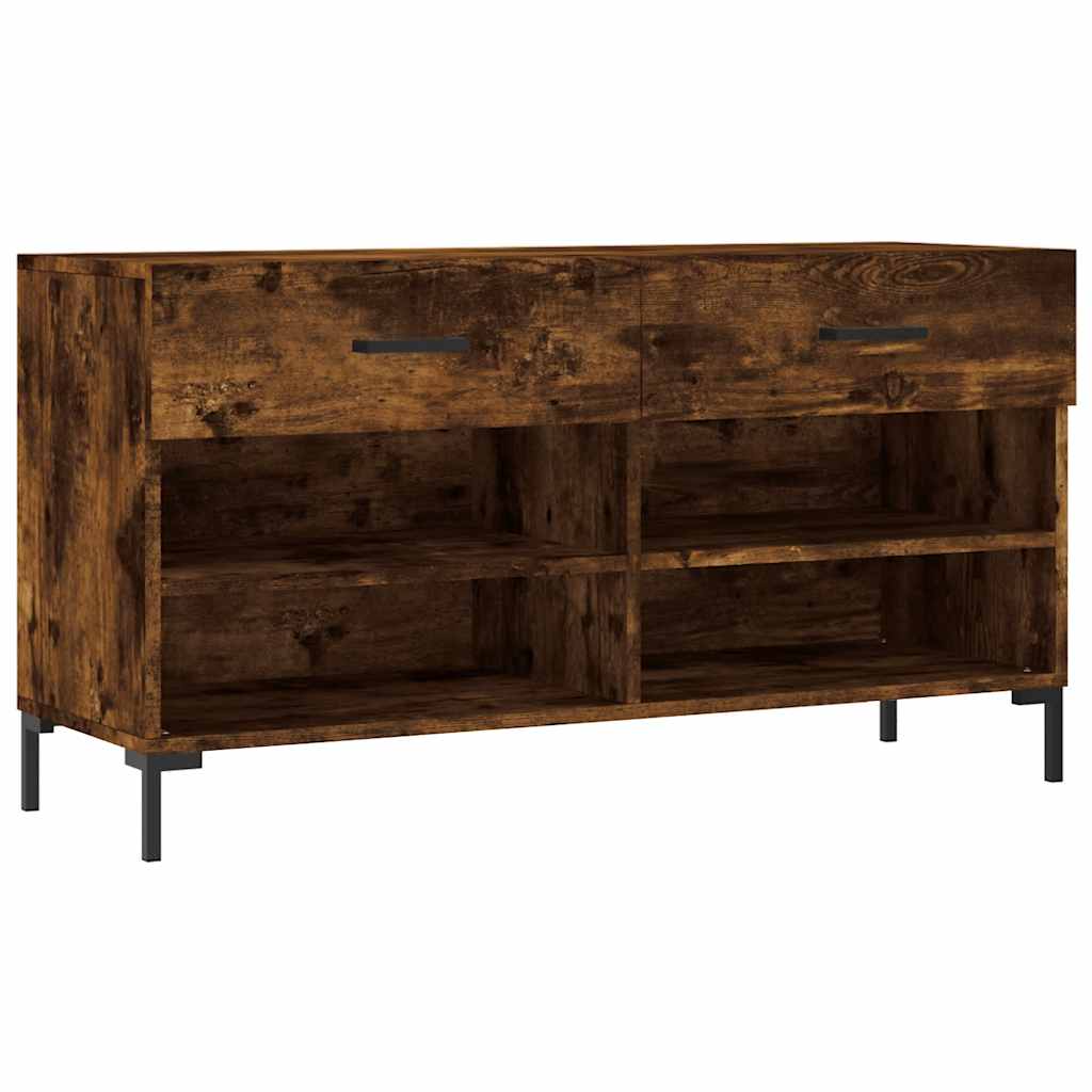 Shoe Bench Smoked Oak 102x35x55 cm Wood Based Material