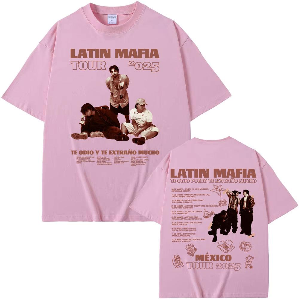 Rock Band Latin Mafia Mexico Tour 2025 Graphic T-shirts Men's Clothing Harajuku Hip Hop Punk Oversized T Shirt Unisex Streetwear