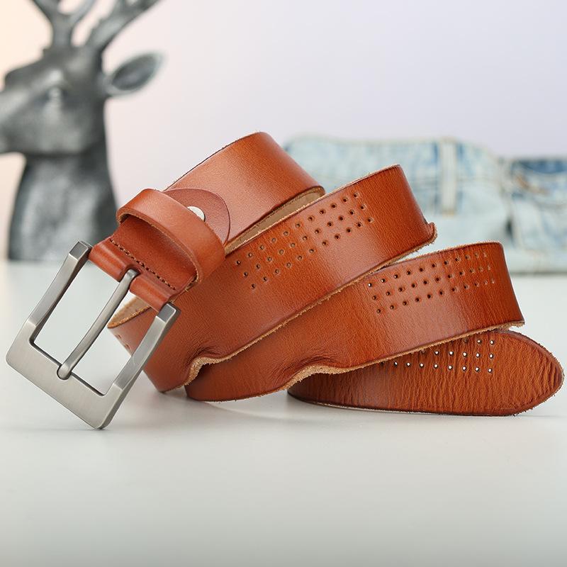 Belt Men'S Leather Pin Buckle First Layer Scalper Fashion Washed Belt Casual Light Personality Men'S Trend Belt