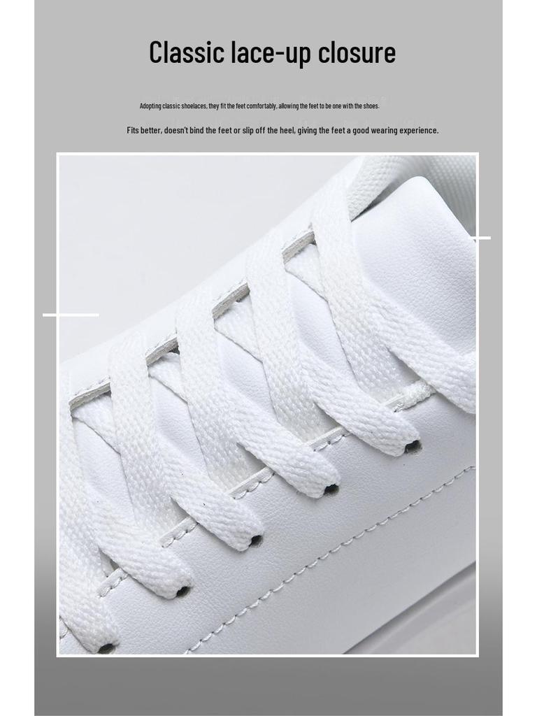 Unisex Plus Size White Leather Waterproof Shoes - Casual Spring/Autumn Sneakers for Teens