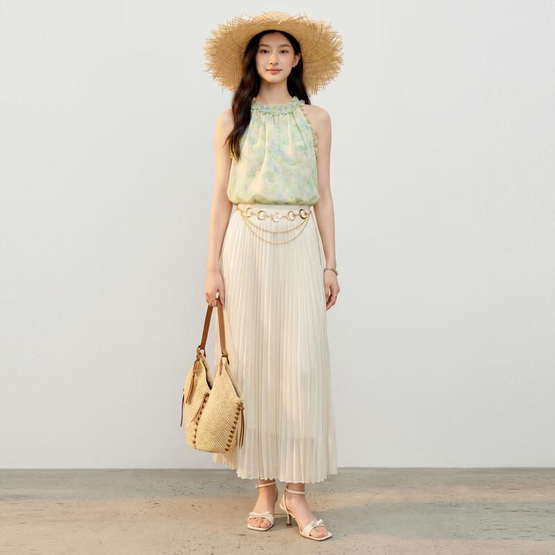 Qius Shui Yi Ren High-Waist Accordion Pleat Midi Skirt