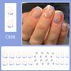 Press On Nails Short French Tip Nails Square Nail Tips Fake Nails False Nails with Design Full Cover Acrylic Nails