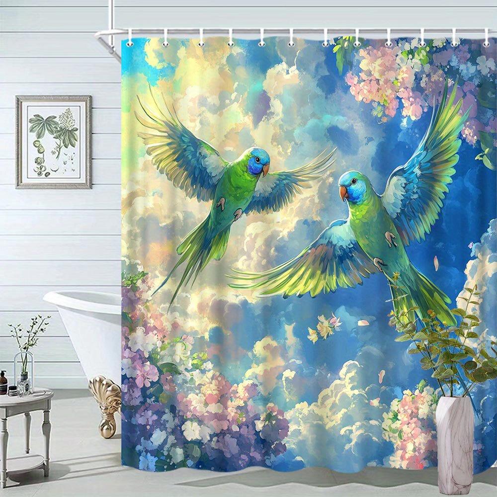 

1pc Bird Flying Nature Creative Shower Curtain Bathroom Decor Polyester Fabric with 12 Hooks W90xH180cm