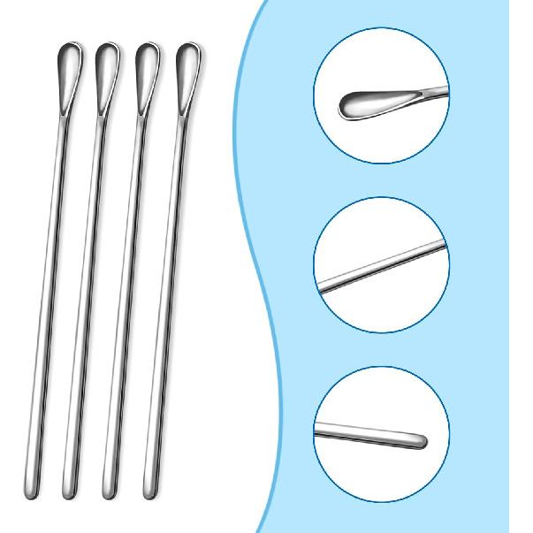 Stainless Steel Cocktail Stirring Spoons, Coffee Stirring Spoon,Tiny Salt Condiment Spoon, Drink Mixing Swizzle Stick 7.6-Inch, Set of 4
