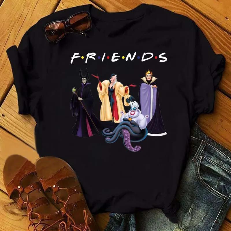 Disney Men Tshirts Fashion Villain Queen Collection Tshirt 90s Ladies Friends Tshirt Kawaii Summer Short Sleeves T Shirt Women