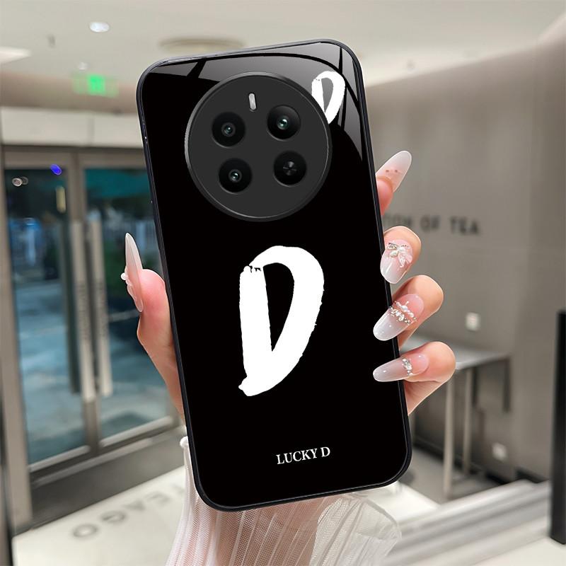 

For Realme 12 4G Case RMX3871 Lucky Letters Tempered Glass Phone Cases On Realme12 4G Protect Bumper Cover Shell Coques 6.67 realme 12 4G