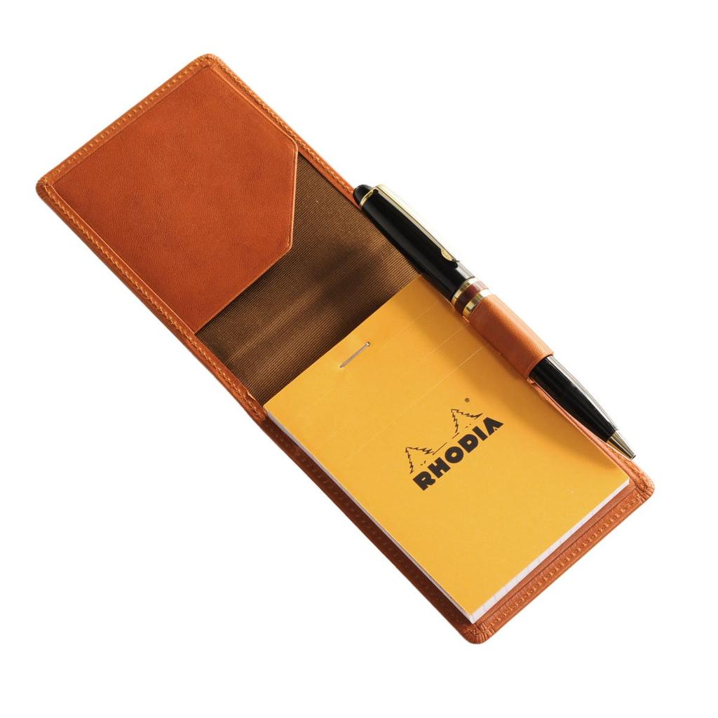 [Jamale] Genuine Leather Rhodia Cover Memo Pad No.11 A7 Tochigi Leather Vertical Type Made in Japan: Brandy